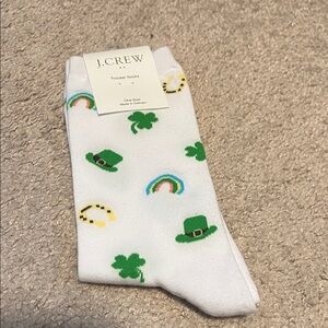 J. Crew White Socks with Green and Yellow Accents